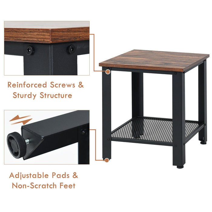 Industrial End Table 2-Tier Side Table-Black