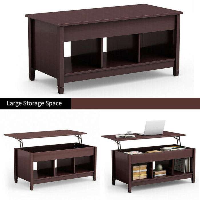 Coffee Table with Hidden Storage Compartment-Coffee