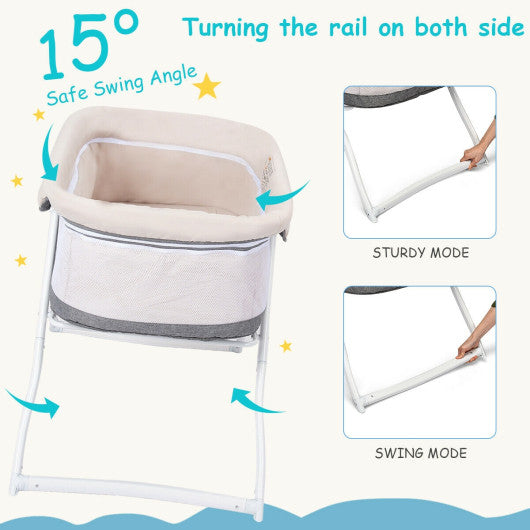 Portable Newborn Rocking Foldaway Baby Bassinet Crib-Gray