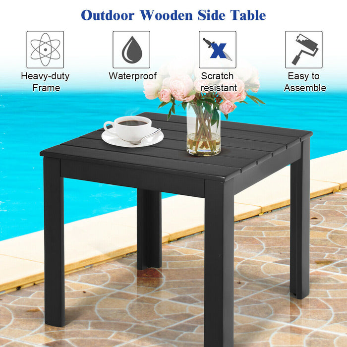 Wooden Square Patio Coffee Bistro Table-Black