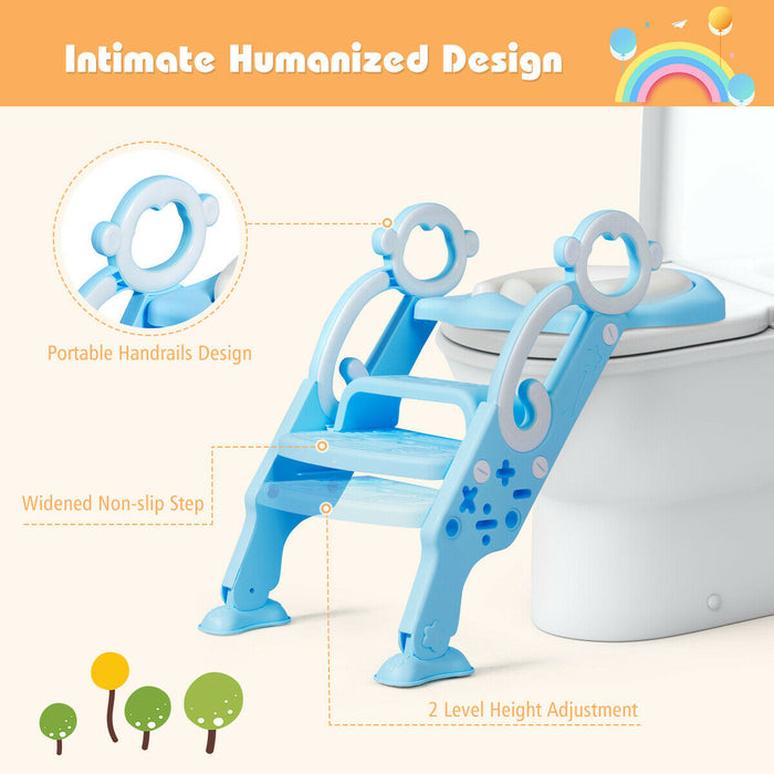 Adjustable Foldable Toddler Toilet Training Seat Chair-Blue