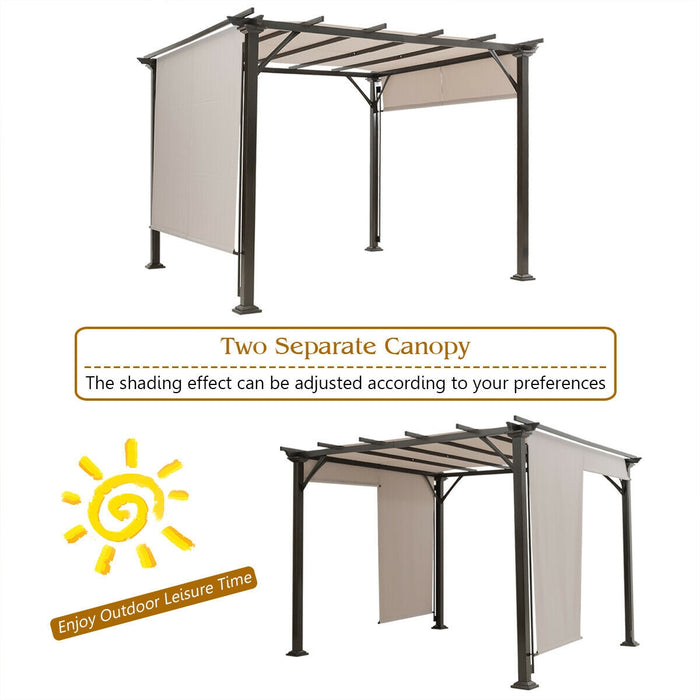 10 x 10 Feet Metal Frame Patio Furniture Shelter-Beige