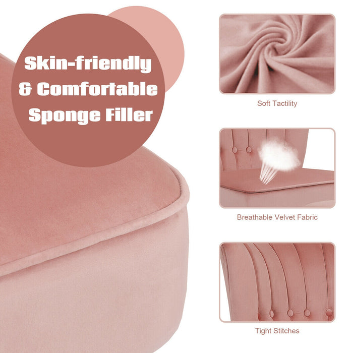 Modern Accent Chair Ottoman Set with Footstool-Pink