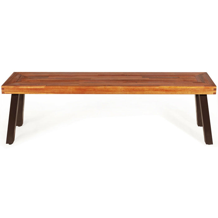 Patio Acacia Wood Dining Bench Seat with Steel Legs