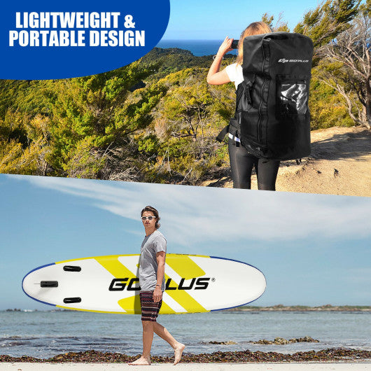 10 Feet Inflatable Stand Up Paddle Board 6 Inches Thick with Backpack Leash Aluminum Paddle