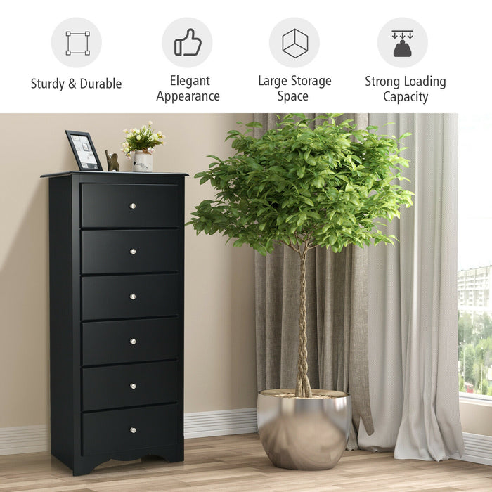 6 Drawers Chest Dresser Clothes Storage Bedroom Furniture Cabinet-Black