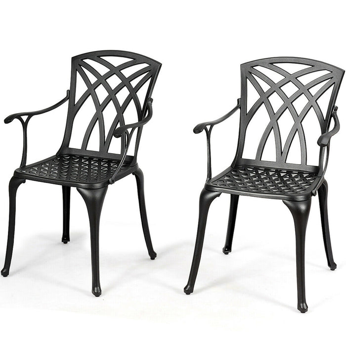 2 Pieces Durable Aluminum Dining Chairs Set with Armrests