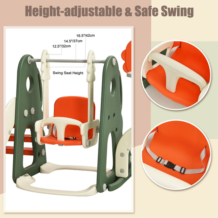 6 in 1 Toddler Slide and Swing Set with Ball Games-Orange