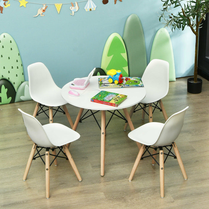 4 PCS Children Chair Set Medieval Style Dining Chairs with Wood Legs