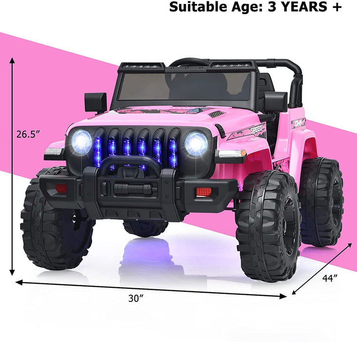 12V Kids Ride-on Jeep Car with 2.4 G Remote Control-Pink