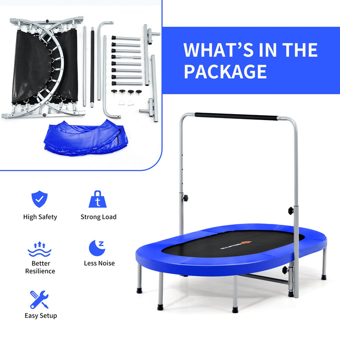 2-Person Foldable Mini Kids Fitness Rebounder Trampoline-Blue