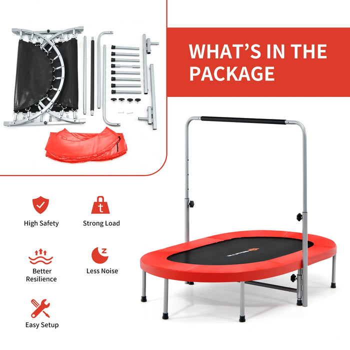 2-Person Foldable Mini Kids Fitness Rebounder Trampoline-Red