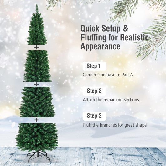 PVC Artificial Slim Pencil Christmas Tree-8 Feet