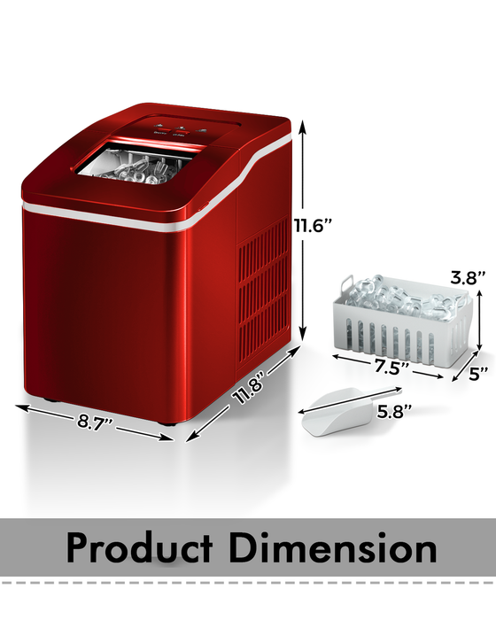 Portable Countertop Ice Maker Machine with Scoop-Red