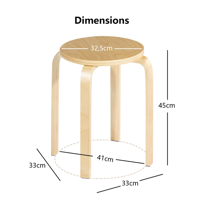 Set of 4 18 Inch Wood Home Backless Dining Chairs-Natural