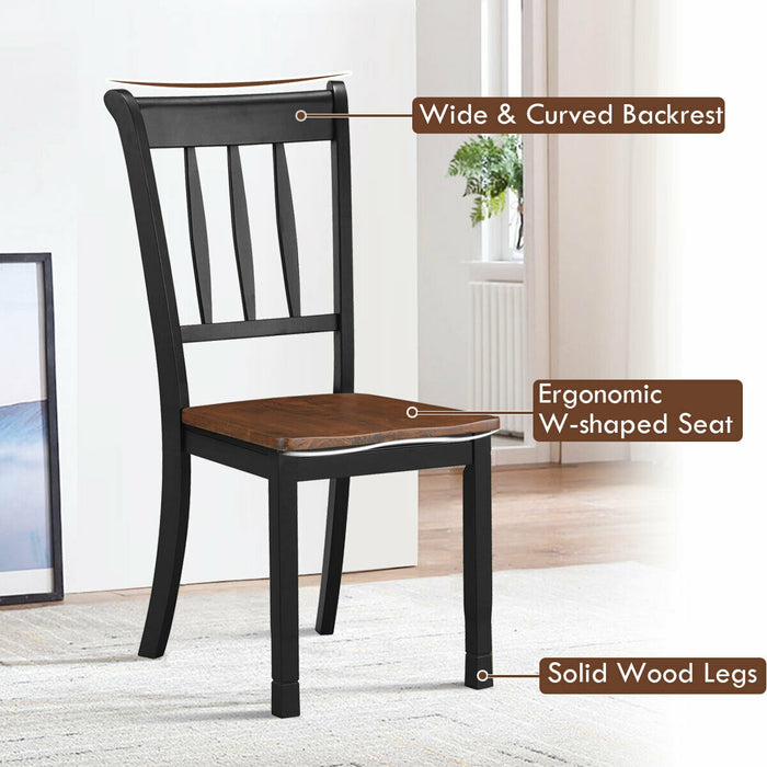 2 Pieces Solid Whitesburg Spindle Back Wood Dining Chairs-Black