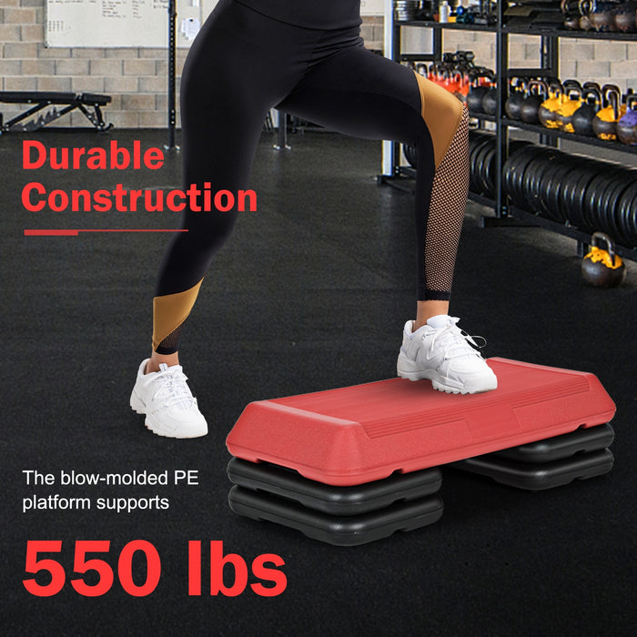 29 Inch Adjustable Workout Fitness Aerobic Stepper Exercise Platform-Red