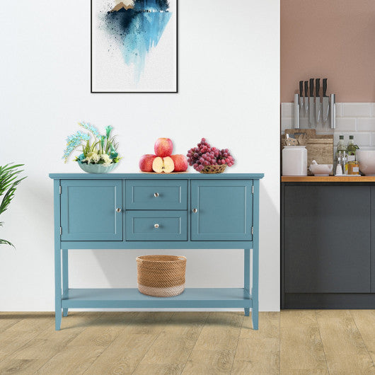 Wooden Sideboard Buffet Console Table with Drawers and Storage-Blue