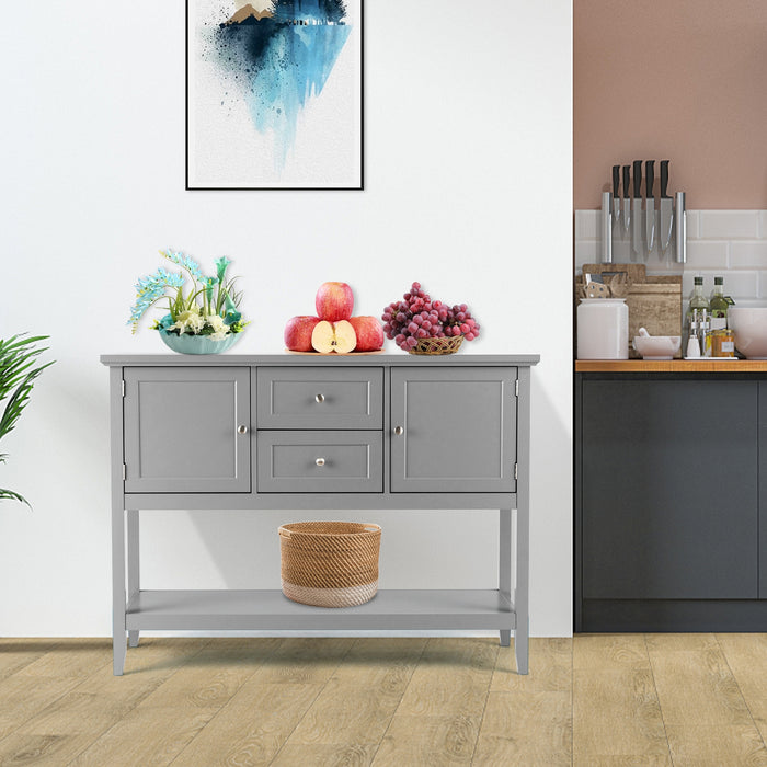 Wooden Sideboard Buffet Console Table  with Drawers and Storage-Gray