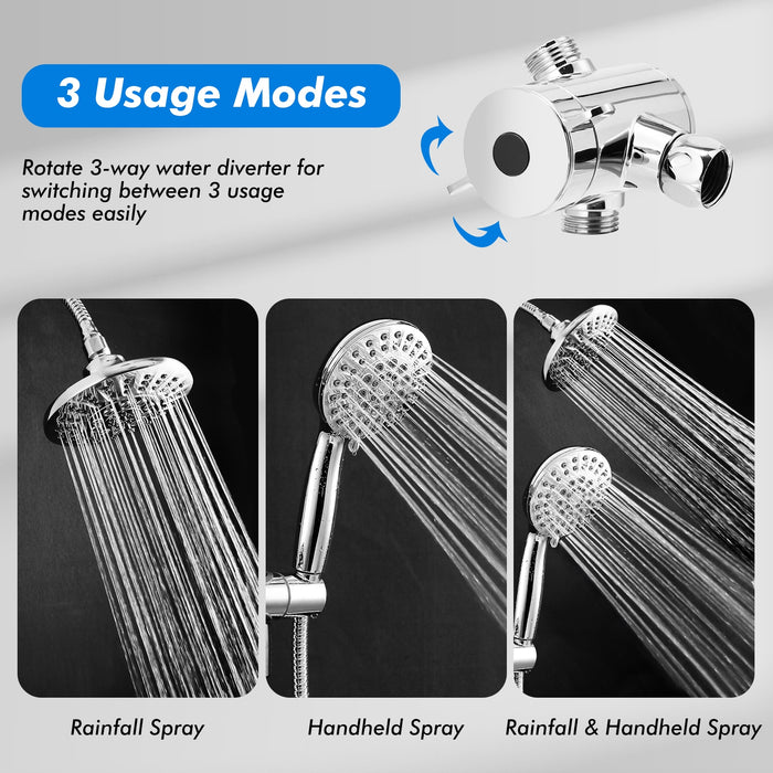 High Pressure Combo Handheld Shower Head-White