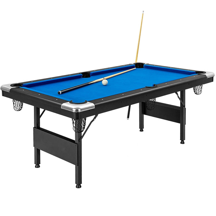 6 Feet Foldable Billiard Pool Table with Complete Set of Balls-Blue