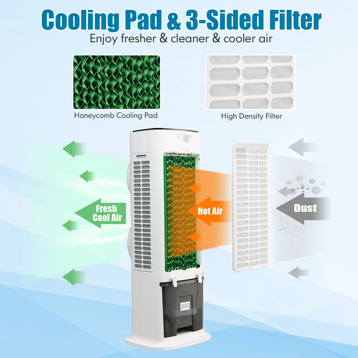 3-in-1 Evaporative Air Cooler with 9H Timer Remote-White