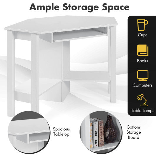 Wooden Study Computer Corner Desk with Drawer-White