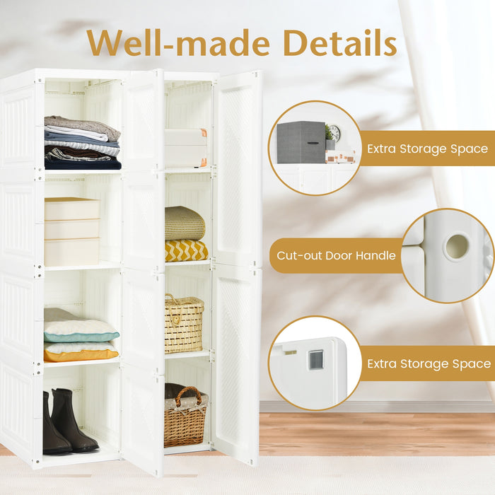 Foldable Armoire Wardrobe Closet with 8 Cubby Storage