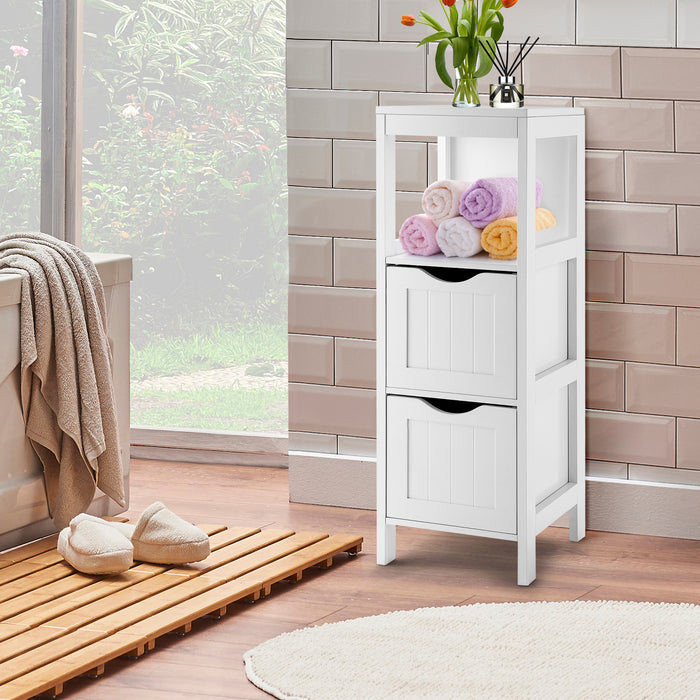 Freestanding Storage Cabinet with 2 Removable Drawers for Bathroom-White