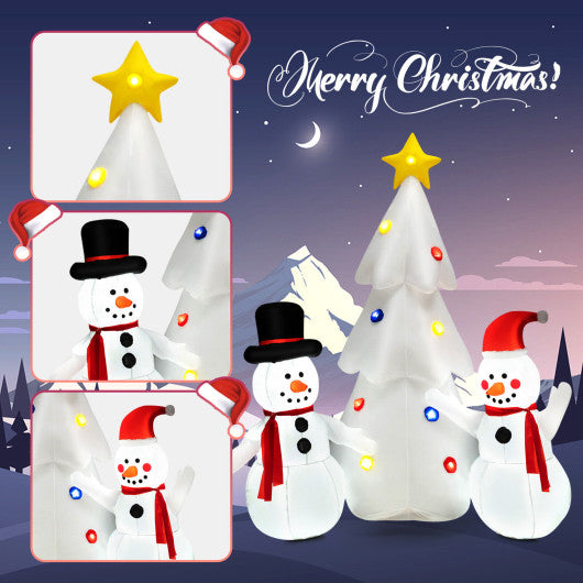 Inflatable Christmas Double Snowmen Decoration with Built-in Rotating LED Lights