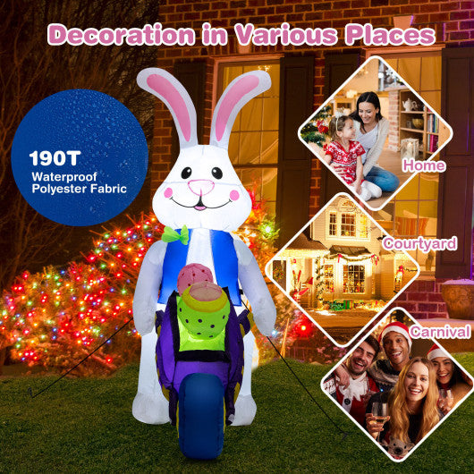 Inflatable Easter Rabbit Decoration with Pushing Cart