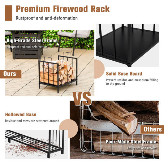 Decorative Steel Firewood Log Holder with Handle