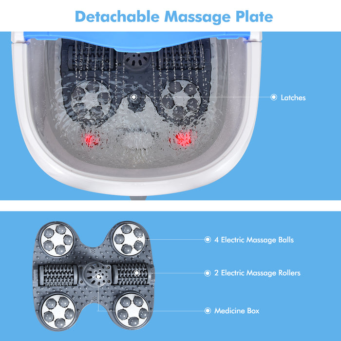 Portable All-In-One Heated Foot Bubble Spa Bath Motorized Massager-Blue