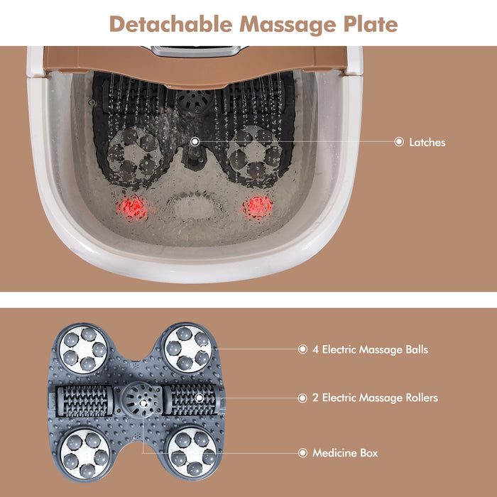 Portable All-In-One Heated Foot Bubble Spa Bath Motorized Massager-Coffee