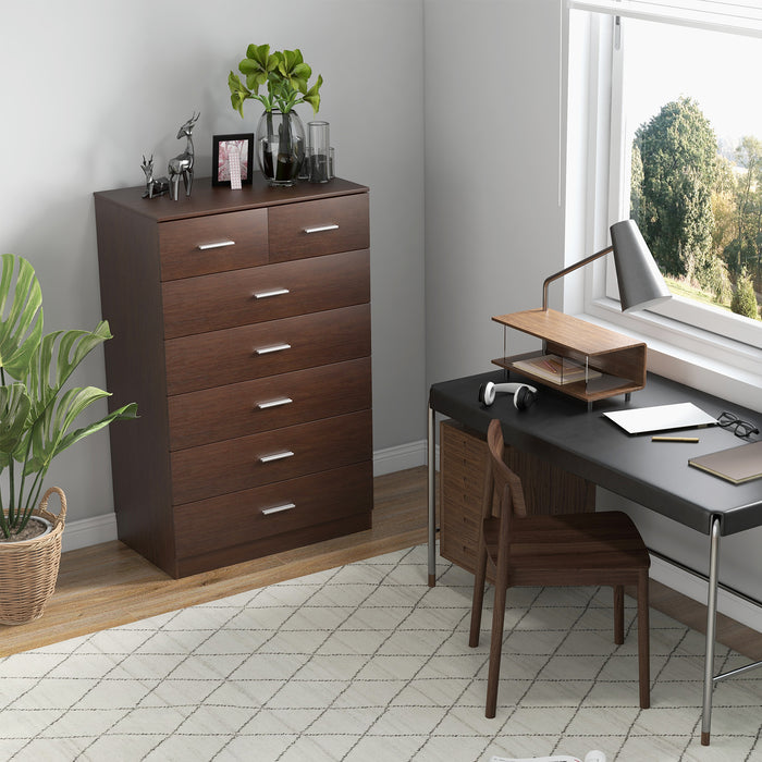 Wooden Chest of Drawers with Anti-toppling Device and Metal Handles