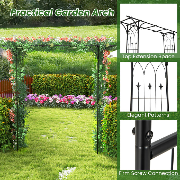 81 Inch Garden Arbor Metal Archway for Climbing Plants-Black