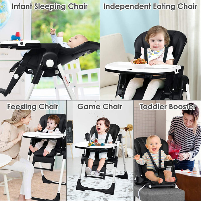 4-in-1 High Chairâ€“Booster Seat with Adjustable Height and Recline-Black