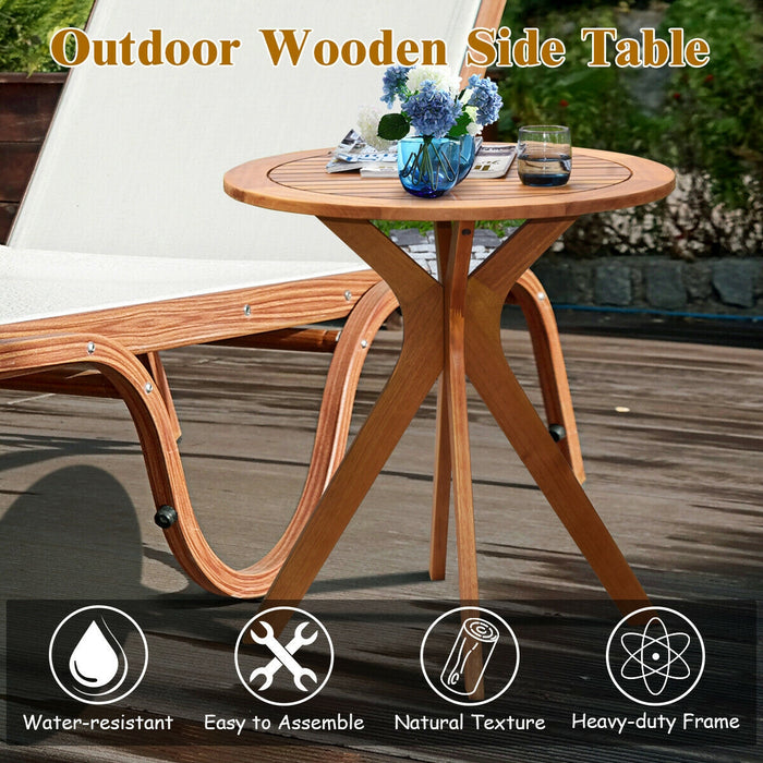 27 InchOutdoor Round Solid Wood Coffee Side Bistro Table