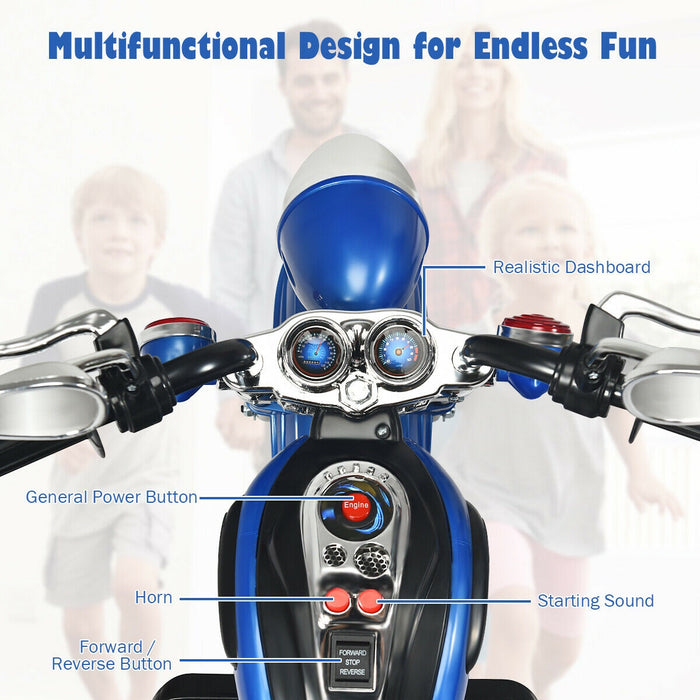 6V 3 Wheel Kids Motorcycle-Blue