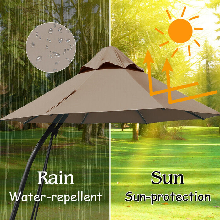 11 Feet Outdoor Cantilever Hanging Umbrella with Base and Wheels-Tan