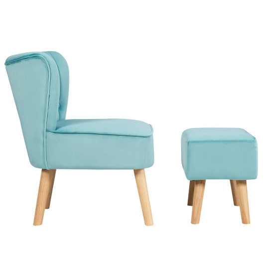 Modern Accent Chair Ottoman Set with Footstool-Turquoise