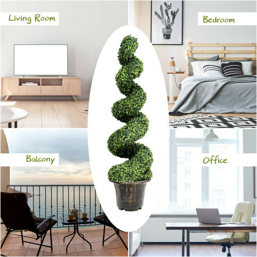 4 Feet Artificial Boxwood Spiral Green Leaves Tree