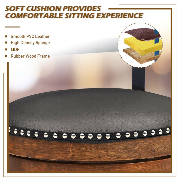 25.5 Inch 360-Degree Bar Swivel Stools with Leather Padded