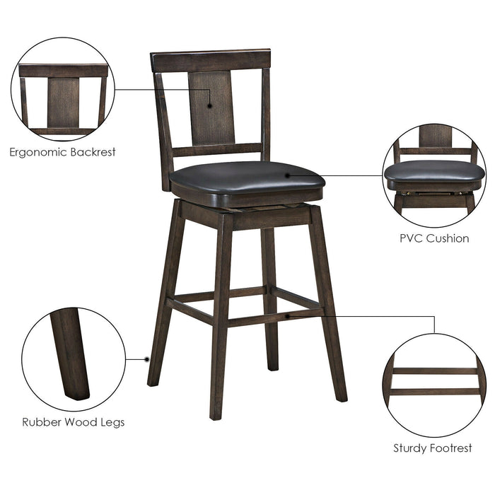 29 inch Swivel Upholstered Counter Height Bar Stool with Rubber Wood Legs