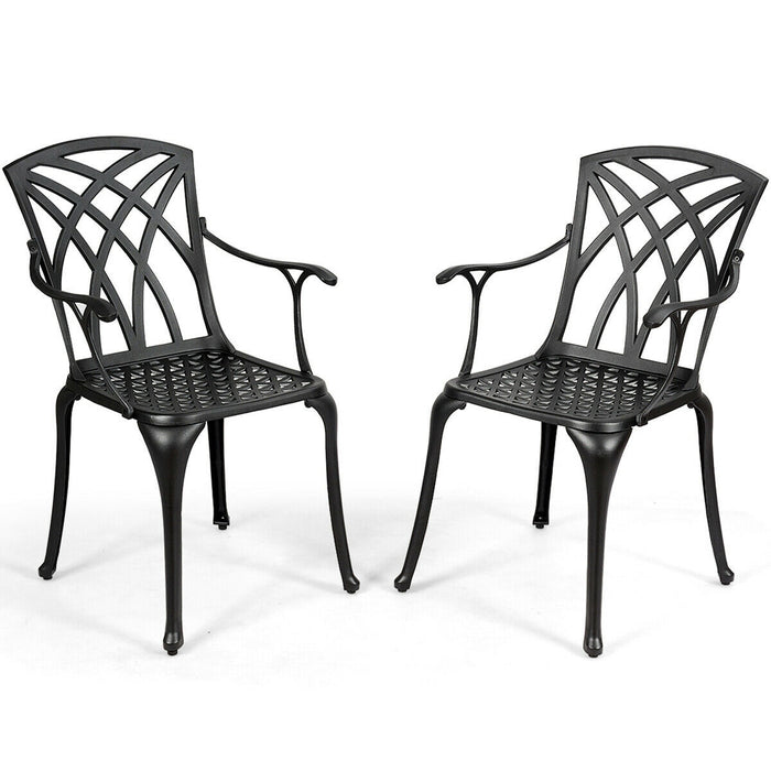 2 Pieces Durable Aluminum Dining Chairs Set with Armrests