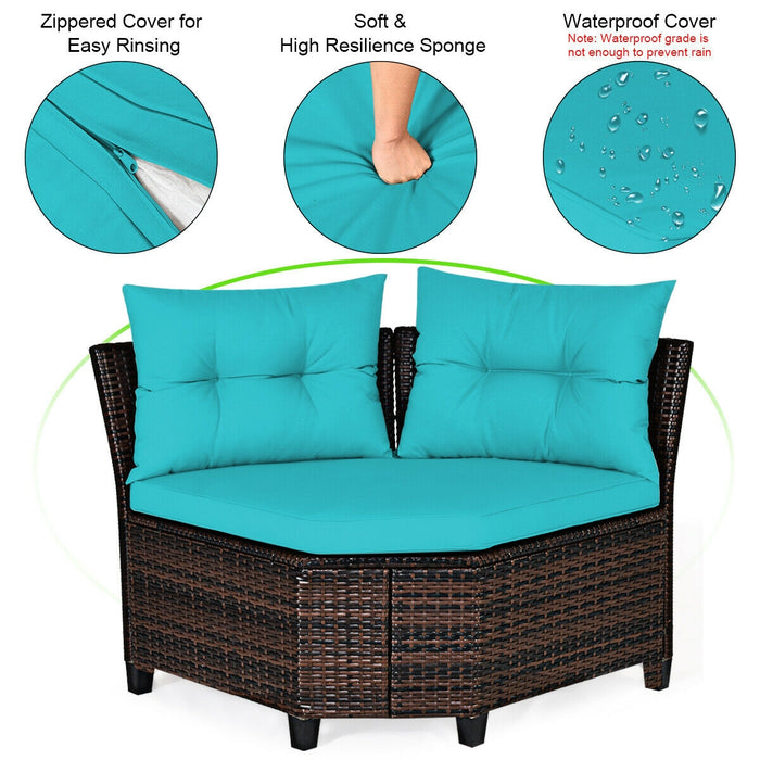 4 Pieces Outdoor Cushioned Rattan Furniture Set-Turquoise