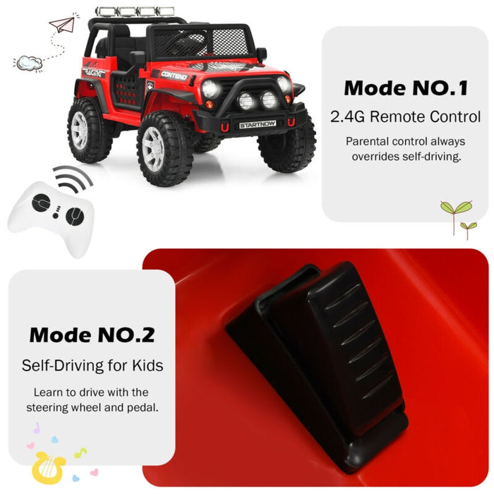 12V Kids Remote Control Electric Ride On Truck Car with Lights and Music -Red