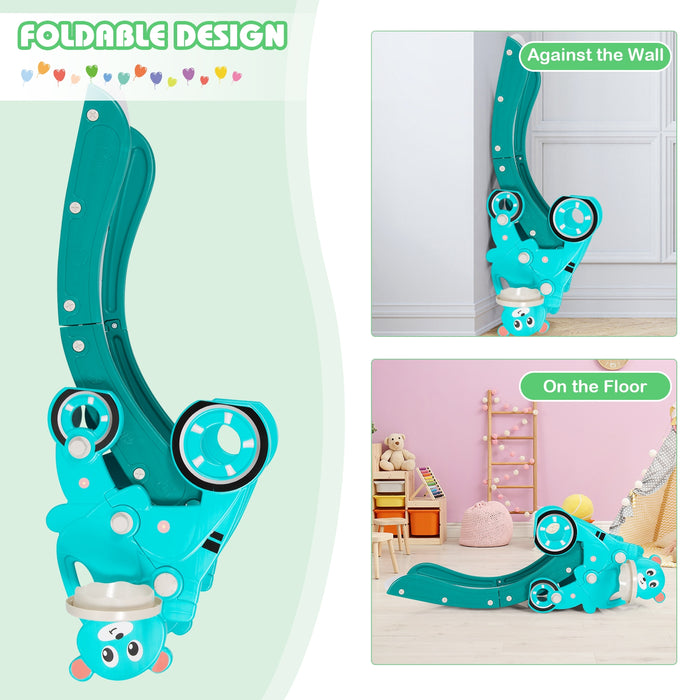 4-in-1 Foldable Baby Slide Toddler Climber Slide PlaySet with Ball-Green