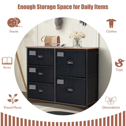 5-Drawer Storage Dresser for Bedroom Closet Entryway-Black