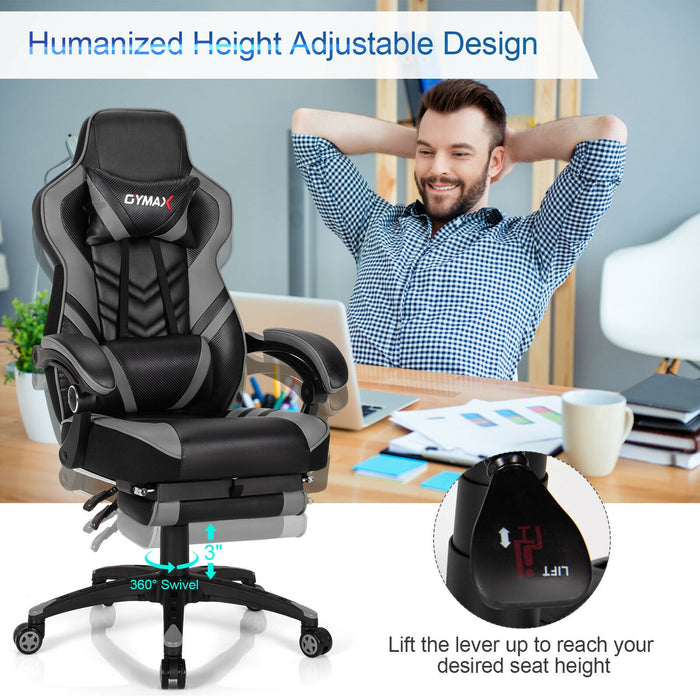 Adjustable Gaming Chair with Footrest for Home Office-Gray